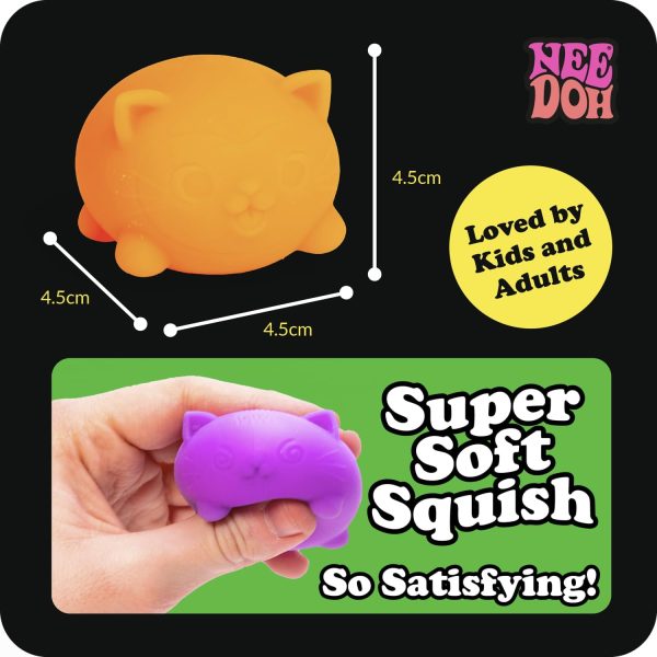 Schylling NeeDoh Teenie Cool Cat - Sensory Squeeze Toy - Contains 3 Mini Groovy Globs - 1.5 Wide - Color May Vary (Pack of 1)